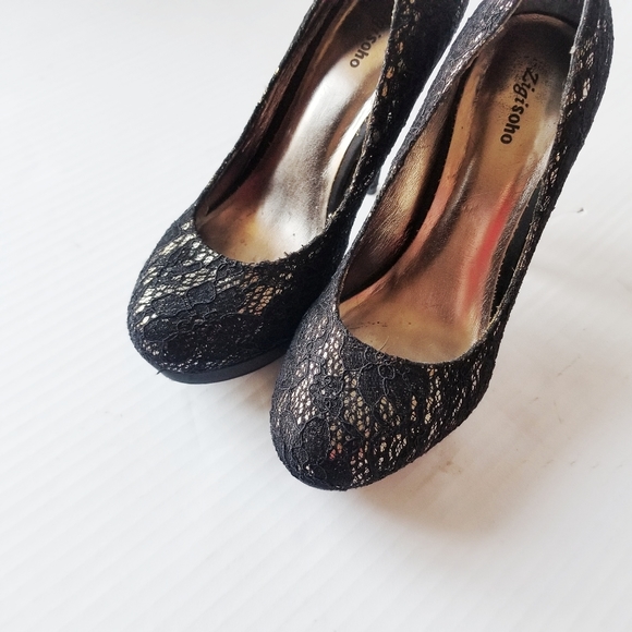 Zigisoho black/champagne lace stilettos - Picture 3 of 8